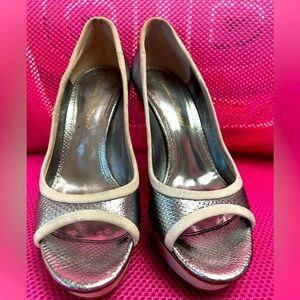 Silver snake and grey suede Gianvito Rossi Pumps